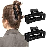 WLLHYF Quadratische Klauenclips 2 Stück 8.5 cm Mittlere Haarklammern Matt Rutschfest Modisch Starker Halt Bananen Clips Haarstyling ZubehöR Für Frauen Und Mädchen Dickes Dünnes Haar (2 Schwarz)
