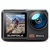 Surfola SF630 Action Cam 4K 60FPS, Unterwasserkamera 40M blankem Metall Wasserdicht Kamera 10M, WiFi, EIS Helmkamera, Dual-Screen-Camcorder mit externes Mikrofon, 2 x1350mAh Batterien und Ladegerät