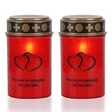 Eldnacele Rote flackernde LED Grabkerzen mit 6-Stunden-Timer, batteriebetrieben, wasserdichte flammenlose Grablicht-Gedenkkerze (2er Pack)