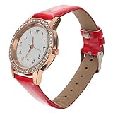 LIFKOME Armreif Mit Uhrendekor Armbänder Für Mädchen Paare Strass Armband Für Frauen Erinnerungsarmbänder Für Frauen Damenarmbänder Für Damen Rot Gewöhnlicher Glasspiegel