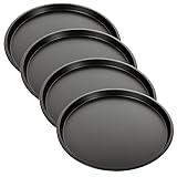 Schramm® 2, 4 oder 10 Stück Stück Pizzableche ungelocht rund ø 33 cm wählbar mit und ohne Ständer Pizza Bleche Rundbleche beschichtet antihaft Beschichtung Pizza-Back-Set, Größe:4 Stück