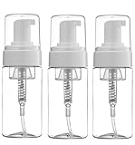 3 x leere Schaumstoff-Pumpflasche, 100 ml, transparenter Kunststoff, nachfüllbar, Pumpflaschen, Behälter für Reisen, Kosmetik, Handseife, Schaumshampoo