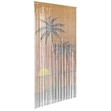 vidaXL Insekten-Türvorhang Palmendruck 100x200 cm Bambus, Fliegenvorhang, Tür Fliegengitter, Perlenfliegenvorhang, Fliegengitter, Bambusvorhang