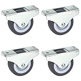 Dörner + Helmer Möbel-Bockrollen, 4er-Set, 50mm x 19mm, 165kg Tragkraft, Klein, TPE-Rad, Richtungsfixiert
