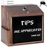 HIULLEN Holz Vorschlagsbox, Spendenbox Abschließbar Hölzerne mit Schloss und 2 Schlüsseln, Spendenbox Briefkasten, Vorschlagsbox Retro, Losbox für Abstimmungen Visitenkarten Gewinnspiele,21×20×16.5cm