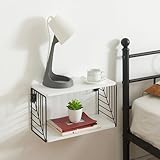[en.casa] Wandregal Moss Schweberegal 39 x 18 x 23 cm Nachttisch hängend Küchenregal Hängeregal Wandablage Schwarz/Weiß