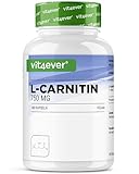 L-Carnitin - 180 vegane Kapseln - Hochdosiert mit 3000 mg pro Tagesportion - Premium: 100% L-Carnitin Tartrat ohne Zusätze - Laborgeprüft
