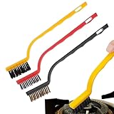 Hjatirace Drahtbürsten-Set, Rostfarbe, Metallreiniger, Loch-Design, rutschfeste harte Borsten, Ofenbürsten zur Reinigung, Kupferdrahtbürsten