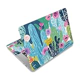 PLIGREAT Bunte Kaktus Blumen Laptop Skin Aufkleber Vinyl Aufkleber für PC Notebook Laptops Tastatur Abdeckung Laptop Case Schutzfolie Dekorative Laptop Aufkleber Wasserdicht Abnehmbar Laptop Aufkleber