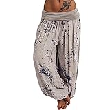 Generisch Damen Freizeithose mit Beinband Druck für lässige Weite lockeren Sitz (Khaki, S)