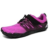 SAGUARO Barfußschuhe Herren Barfussschuhe Damen Barfuss Schuhe Zehenschuhe Outdoor Fitnessschuhe rutschfest Traillaufschuhe Barefoot Shoes mit Zero-Drop Solhe Elektrisch Violett, Gr.38 EU