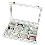 QTYQWC Schmuckschachtel Schmuckschatulle mit klarem Glasdeckel 10 Verschiedene Designs Samt Schmuck Organizer Box Schmuckstück für Uhrenringe
