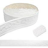 Chingcoo Bordüre Selbstklebend,10m x 8cm x 5 mm Selbstklebende Bordüre,Weiß Tapetenbordüre Selbstklebend Wasserdicht Bordüre 3D, Fliesen Bordüre Roll Border Trims für Ecken Linien Decken Dekoration