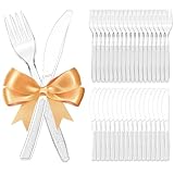 Plastikbesteck Set, 200 Stück Party Besteck Plastik, Plastik Messer Plastikgabel Wiederverwendbar Party Besteck für Party Outdoor Abendessen