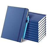 APACALI 10 Stück Notizbuch A5 Liniert Hardcover, 200 Seiten (100 Blätter) Notizbücher Set, Journal Buch mit 10 Gelstifte, Notizblock Set für Büro, Schule, für Kinder und Erwachsene, Din A5, Blau