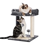 Amazon Brand – Umi Kratzbaum 49cm Kratzstamm Kratzsäule Gebogenes Bett Sisal-Seil Kratzstange Grau