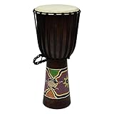 70 cm Djembe Trommel Buschtrommel Afrika-Style handbemalt exotischer Dotprint Schnüre Knoten Ziegenfell schwarz bunt