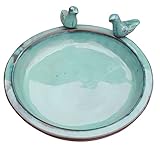 Fachhandel-Plus Vogeltränke mit Vögel rund frostfest Vogelbad Futterschale Vogelbecken Shabby chic versch. Farben wählbar, Farbe:türkis