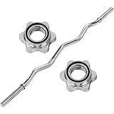 MOVIT® Profi SZ Curlstange, 30mm STANDARDNORM, Auswahl: 120cm (7kg) o. 130cm (8kg), Verchromt/Schwarz, Sternverschluss/Federverschluss, Hantel Curl Stange Hantelstange