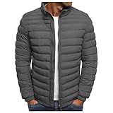 ORANDESIGNE Herren Jacke Winter Warm Steppjacke Wintermantel Daunenjacke Leichte Jacket Outdoor Puffer Gepolstert A Grau M