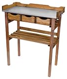 Pflanztisch für den Garten, 3 Schubladen, Holz, verzinkte Metall-Arbeitsfläche, braun, ca. B80 x T40 x H86 cm