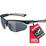 ALPINA NYLOS HR - Verspiegelte und Bruchsichere Sport- & Fahrradbrille Mit 100% UV-Schutz Für Erwachsene, black, One Size
