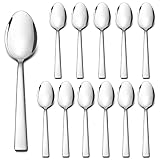 Löffel 12er Set, Joyfair Edelstahl Besteck Esslöffel Suppenlöffel Set, Dauerhaft Abendessen Tafellöffel für Haus/Küche/Restaurant, Spiegelnde Oberfläche & Spülmaschinenfest - 19.5cm