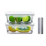 Bstask Vorratsdosen Glas mit Deckel, Set of 2 Mealprepboxen, BPA-Free Airtight Vorratsbehälter Glas mit Deckel, Wiederverwendbarer Lunch Boxes, Mikrowellen und gefriergeeignet - 680ML