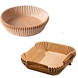 100 pcs Backpapier für Heißluftfritteuse,16 * 16cm Luftfritteusen Pergamentpapier für Heißluftfritteuse Backpapier Ofen Bratpfanne,Rund und quadratisch Backpapier für Heißluftfritteuse