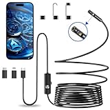 elestyle Endoskopkamera mit Licht, 1920P HD Dual Lens Endoskop, Ip68 Wasserdichte Kein WLAN Erforderlich Inspektionskamera mit 8 LED Licht, Endoskop-Kamera Handy für Android, iOS & Tablet, Halbstarrem