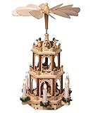 Wichtelstube-Kollektion Weihnachtspyramide Elektrisch, Traditionell handbemalte Figuren, Beleuchtet und Batteriebetrieben mit Bewegung, Elektrische Pyramide Weihnachten, Weihnachtspyramide (43,5cm)