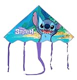 Stitch Drachen für Kinder – 100 x 56 cm, einfach zu fliegen, leicht und langlebig, lustiges Design mit Cartoon-Figur, Sommerspielzeug für Meer, Park und Garten