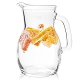 KONZEPT Hochwertiger Wasserkrug Glas 1 Liter 1 Stk Glaskrug Perfekt für Wasser, Milch, Säfte Wasserkanne mit ergonomischem Griff – In verschiedenen Größen erhältlich