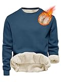 Tincini Herren Sweatshirt Winter Dickes Fleece Pullover Casual Rundhals Gefüttert Sweater Warm Langarm Pulli Winterpullover (blau, M)