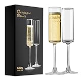 ParaCity Sektgläser, Champagner Gläser 2er-Set, elegante 170 ml Sektgläser Glas, Cocktailgläser, Geschenk für Geburtstag, Hochzeit, Weihnachten, klare Silvester Deko für Damen und Herren (Rohrform)