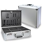 PeakTech 7245 Alukoffer leer, Werkzeugkoffer leer mit Sortierfächern ~ 400 x 150 x 300 mm, Zahlenschlösser, Abschließbar, Alu Koffer, Moderationskoffer 40x30x15cm