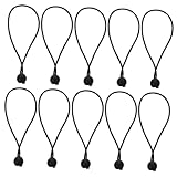 GARVALON 10 Stück Schwarze Elastische Bungee seile mit Ball Wetterfeste Spanngummis für Outdoor Schirm Vielseitige Zeltgummis zur Stabilen Befestigung von Regenschirmen und Planen