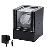 Mcbazel Automatische Uhrenbeweger Box aus PU Leder für Automatikuhren Uhrendreher Automatikuhren 1 uhr -Schwarz