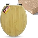 SANFINO® Bambus WC Sitz mit Absenkautomatik, edle Holz-Optik und hochwertige Qualität, hoher Sitzkomfort aus nachhaltigem Echtholz, einfache Montage inkl. Montageanleitung – 'Brown'