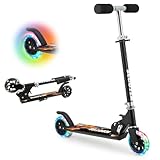 Hyiatyo Klappbarer Roller Kinder 6 Jahre mit LED Rädern, Kinder Scooter ab 3-10 Jahre, Faltbar Kinder Kickscooter Tretroller für Junge und Mädchen