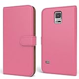 EAZY CASE Tasche kompatibel mit Samsung Galaxy S5/LTE+/Duos/Neo Schutzhülle mit Standfunktion Klapphülle Bookstyle, Handytasche Handyhülle mit Magnetverschluss und Kartenfach, Kunstleder, Pink