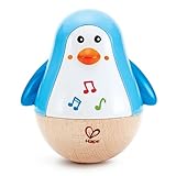 Hape Stehauf-Pinguin - Babyspielzeug aus Holz mit klingelnder Glocke, blau, Motorik- und Gleichgewichtsförderung, sensorisches Lernspielzeug für Babys ab 6 Monaten