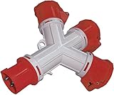 Brennenstuhl 1081584 3-Fach Verteiler, Stecker und 3 CEE Steckdosen 400V/16A 4-polig (IP44)