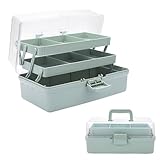 SUMNACON 3-lagier Mehrzweck-Box BPA-frei Nähkasten Medizinkoffer Stiftebox Einstellbare Sortierbox Kosmetikbox Tragbare Orgnizer mit deckel für Bastel Make-up Werkzeug Hellgrün