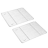 TEAMFAR Abkühlgitter 2er-Set, Auskühlgitter Kuchengitter aus Edelstahl zum Braten Backen Grillen Kühlen Auskühlen, 29,5 x 23 x 1,5 cm, Gesund & Langlebig, Rostfrei & Spülmaschinengeeignet