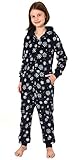 Mädchen Jumpsuit Overall Onesie Schlafanzug - Eiskristall Sterne Optik - 291 467 97 951, Größe:152, Farbe:Navy