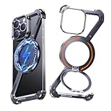NIFBANG Z Schutzhülle für iPhone 16 Serie, rahmenloses Metall mit Ringständer, unterstützt Magsafe-Laden, um 360° drehbarer magnetischer Ständer, Schutzhülle, dünne Bumper-Hüllen (Schwarz, 16 Pro max)