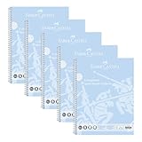 Faber-Castell 10213402 - Collegeblock DIN A4 kariert, 5 Blöcke je 80 Blatt, 90 g/m² Papier, Notizblock himmelblau