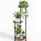 Bamworld Blumenständer Metall Mehrstöckig – Pflanzenständer Modern für Innen – Pflanzenregal Platzsparend, Schwarzer Blumenhocker als Blumentreppe