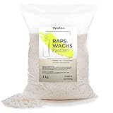 Oputec 1 KG Kerzenwachs Pastillen aus Raps: Helles Cremefarbenes Wachs - Kerzen selber Machen - Kerzen gießen aus natürlichem Wachs - Eigene Kerzen herstellen und nachfüllen - Made in Germany
